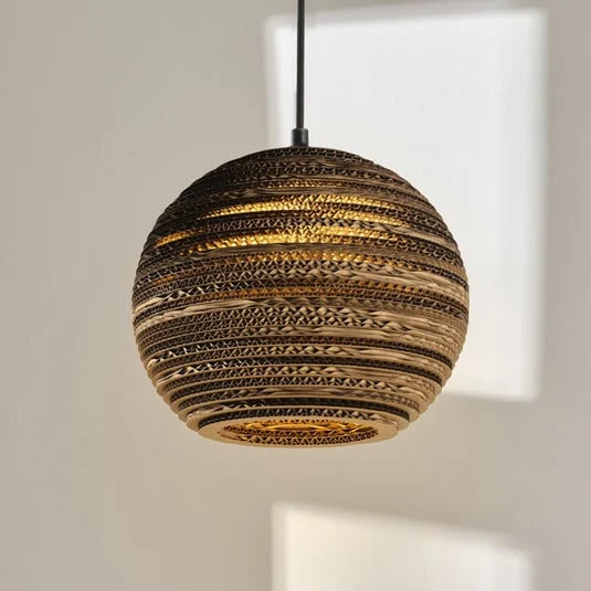 Lámpara colgante OSRAM BALL, marrón, Ø 26 cm, cartón ondulado, E27