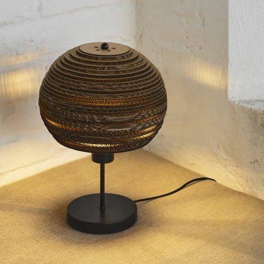 Lámpara de mesa OSRAM BALL, marrón, altura 39 cm, cartón ondulado, E27