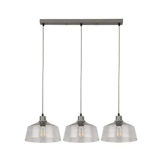 Lámpara colgante Thaloria, transparente, cristal, 3 luces, 80 cm