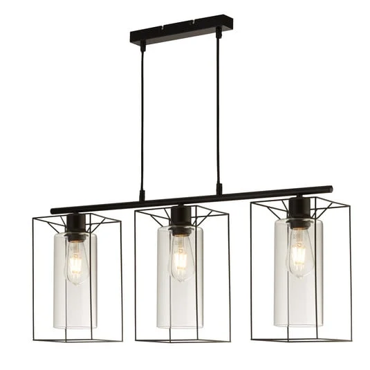 Lámpara colgante Vesperon, transparente, cristal, 3 luces, 75 cm