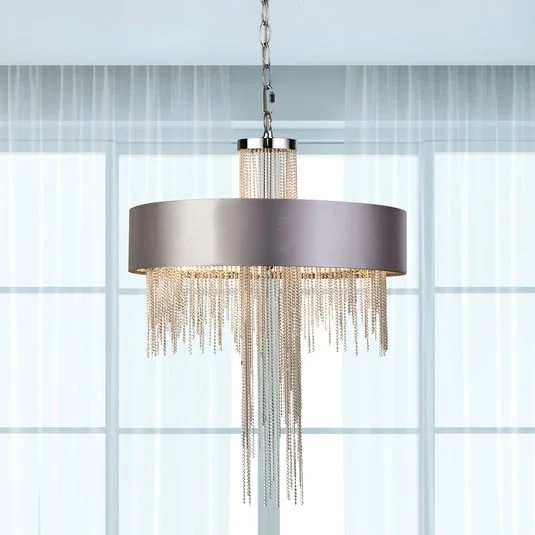 Lámpara colgante Alina, gris, metal, Ø 40 cm, E14