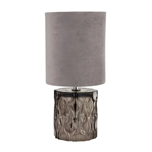Lámpara de mesa Nyssa, gris, textil/metal, 28 cm, E27