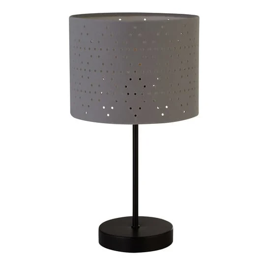 Lámpara de mesa Taave, gris/negro, textil, metal, 27 cm, E14