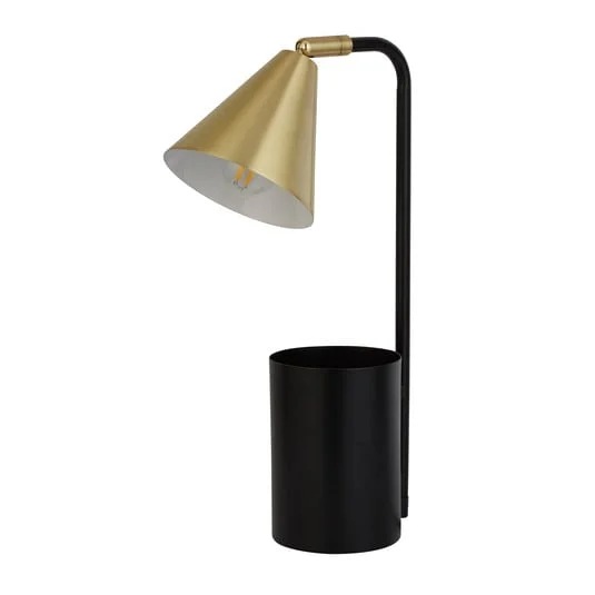 Lámpara de mesa Rivan, negro/dorado, metal, 41 cm, E14