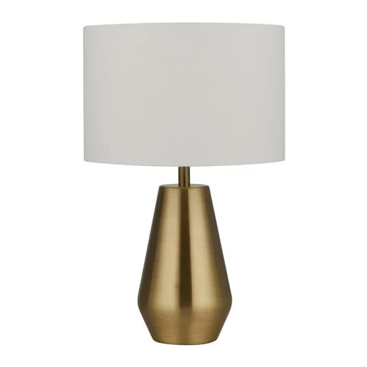 Lámpara de mesa Laynie, latón/beige, metal/textil, 24 cm, E14