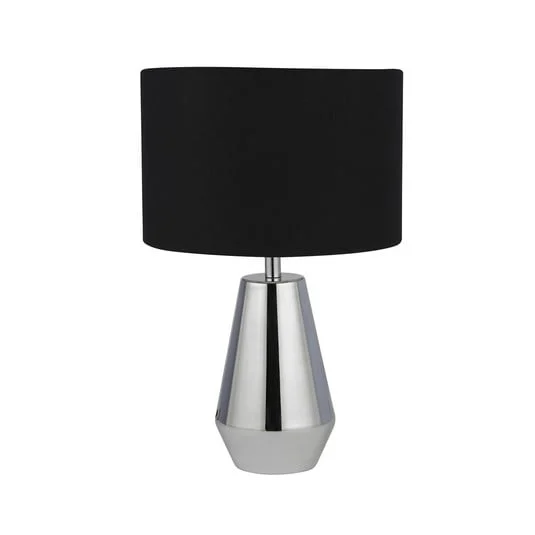 Lámpara de mesa Laynie, gris/negro, metal/textil, 24 cm, E14