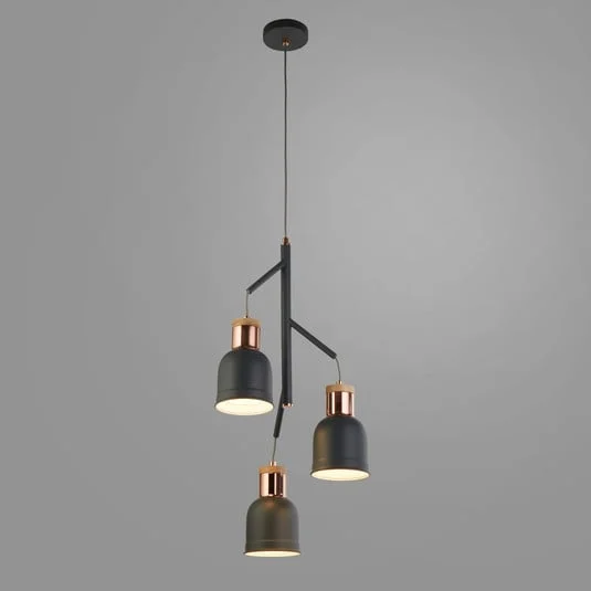 Lámpara colgante Barham, gris, metal, 3 luces, E27