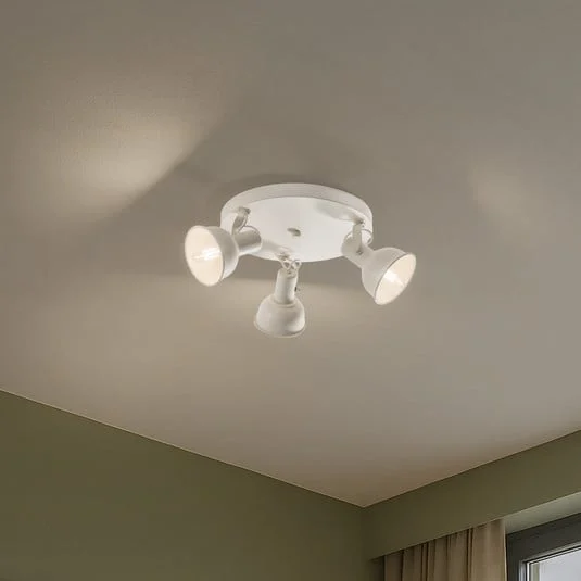 Lámpara de techo Trogir, beige, 3 luces, acero, Ø 30 cm