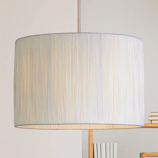 Lámpara colgante Morianna, blanca, tejido de rafia, Ø 30 cm, E27