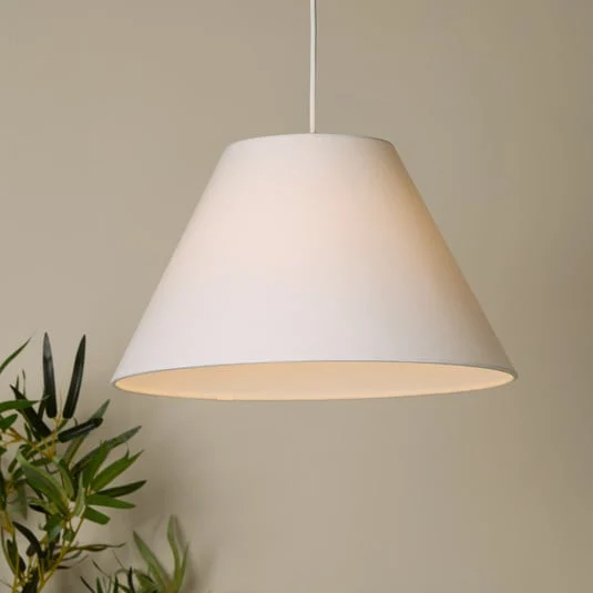Lámpara colgante Lyta, blanca, Ø 38 cm, textil, E27, forma cónica