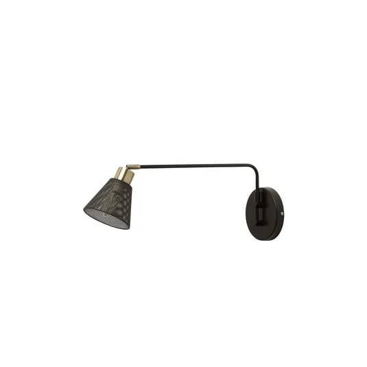 Aplique de pared Sepanta, negro/latón, metal, altura 21 cm, E14