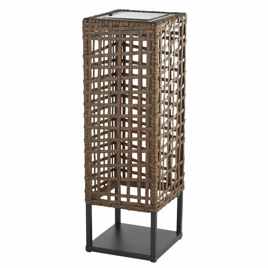 Lámpara LED para terraza Marcjanna, marrón, ratán, 47 cm