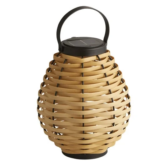 Lámpara LED para terraza Netan, marrón, ratán, 23 cm, IP44
