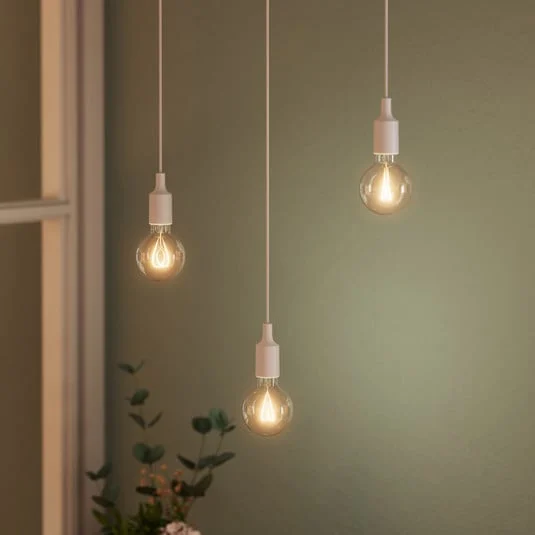 Lámpara colgante OSRAM VINTAGE 1906 BELL, blanca, plástico, Ø 9 cm