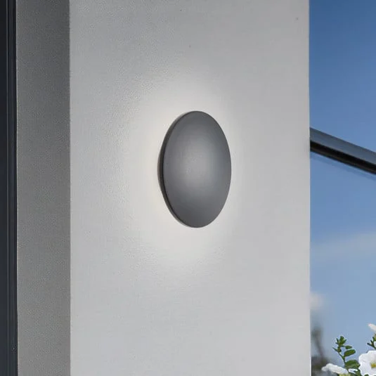 Aplique de pared LED Aria M, negro, aluminio, Ø 18 cm