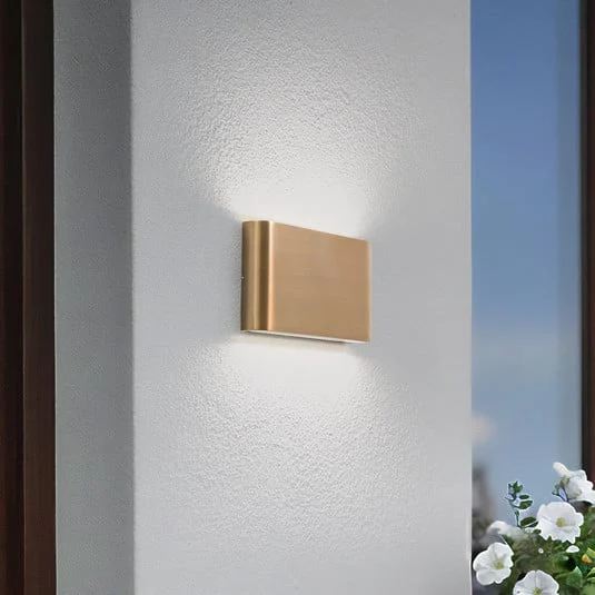 Aplique de pared LED Semi M, aluminio, dorado, longitud 17,5 cm