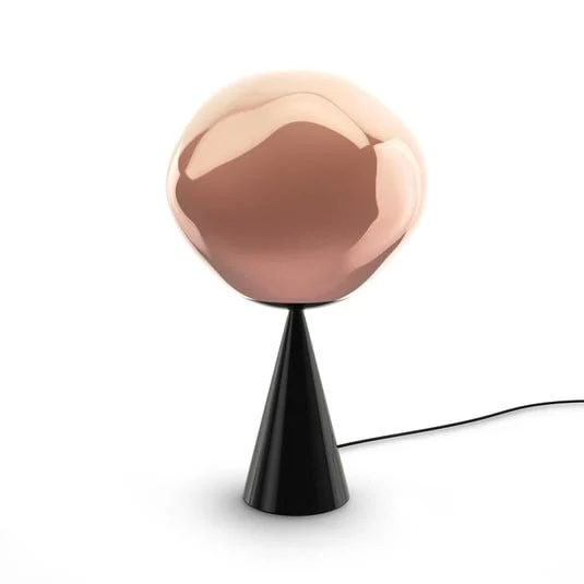 lámpara de mesa LED Melt Cone Fat de Tom Dixon, humo/negro, 47 cm