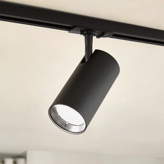 Foco LED para rieles Lindby Linaro, negro, Ø 7 cm, aluminio, CCT