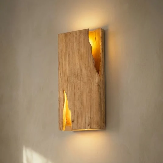 Aplique de pared Lucande Tarry, madera, ancho 45 cm, 2 x E14