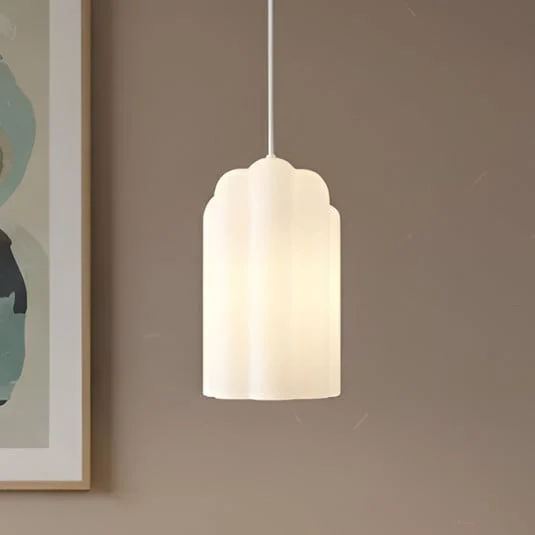 Lámpara colgante Lucande Lunja, blanca, cristal, 1 luz, E27