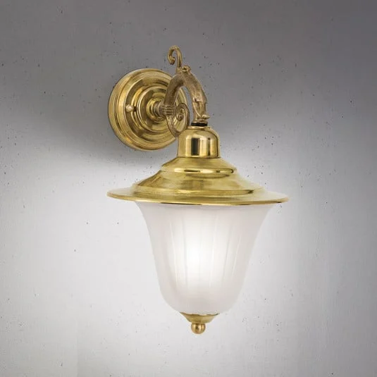 Aplique de exterior Yard, latón, cristal satinado, E27, IP43