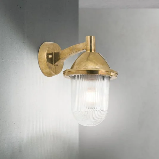 Aplique de exterior York, latón, cristal estriado, E27, IP54