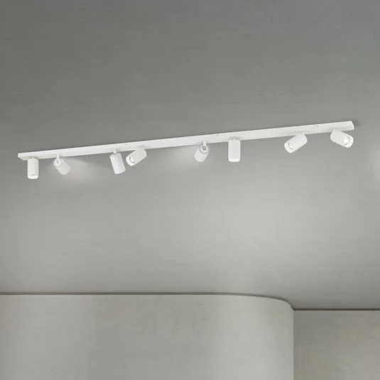 Downlight Sean, blanco, 8 luces, acero, aluminio, GU10