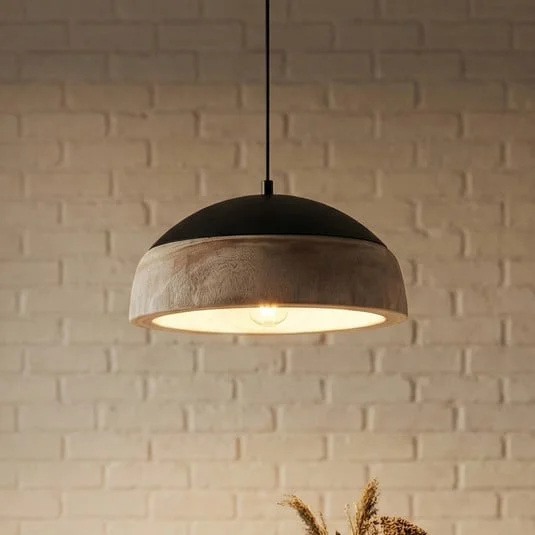 Lámpara colgante Lucande Leivar, Ø 35 cm, madera/negro, E27