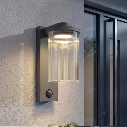 Aplique LED para exterior Lucande Beelia Sensor antracita estriada