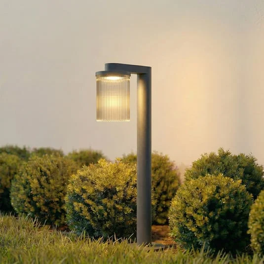 Bolardo luminoso LED Lucande Beelia, antracita, 60 cm, estriado