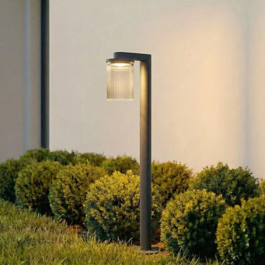 Bolardo luminoso LED Lucande Beelia, antracita, 90 cm, estriado