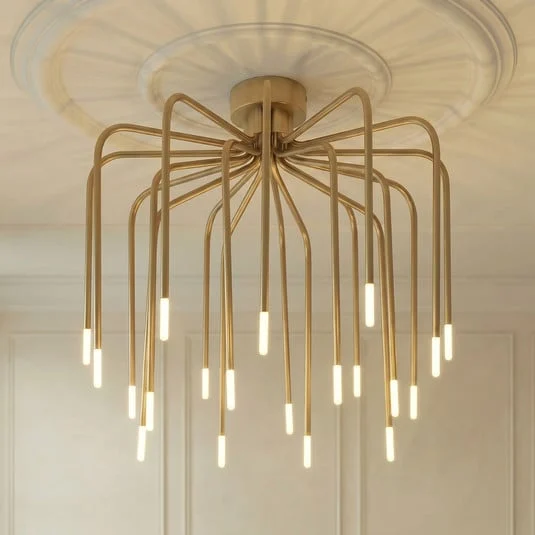 Lámpara LED de techo Lucande Ariadne, Ø 57 cm, dorado mate, 20 lúmenes.