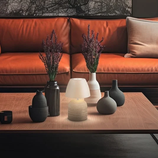 Lámpara de mesa LED recargable Brilo unplugged Cera, beige, altura 22 cm