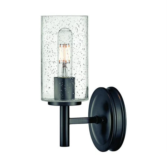 Aplique de pared Collier, negro, acero, cristal, E27
