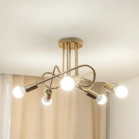 Plafón Oxford, dorado, 5 luces, Ø 47 cm, metal