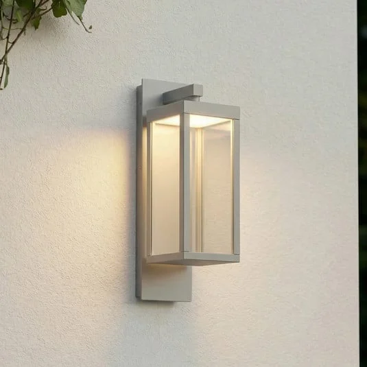 Aplique LED para exterior Lucande Ferdinand, gris piedra, IP54