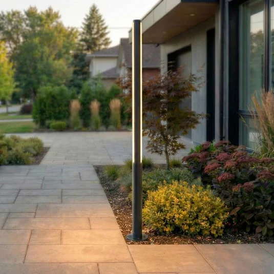 Lámpara exterior LED Lynel de Lucande, antracita, altura 200 cm, IP54