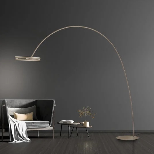 Lámpara de pie LED PURE Loop-Bow, color bronce, altura de 290 cm
