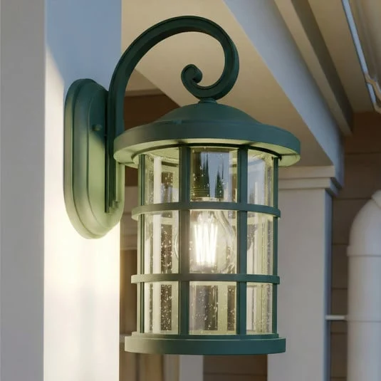 Aplique para exterior Lindby Ankea, verde, altura 37 cm, IP23, E27