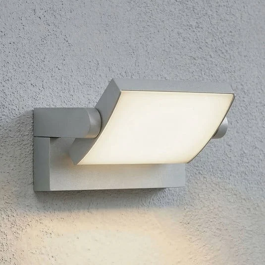 Aplique LED para exterior Lindby Sherin, gris claro, IP54, orientable