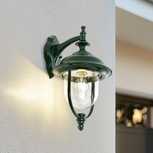 Aplique de exterior Lindby Clint, verde, luz hacia abajo, IP44