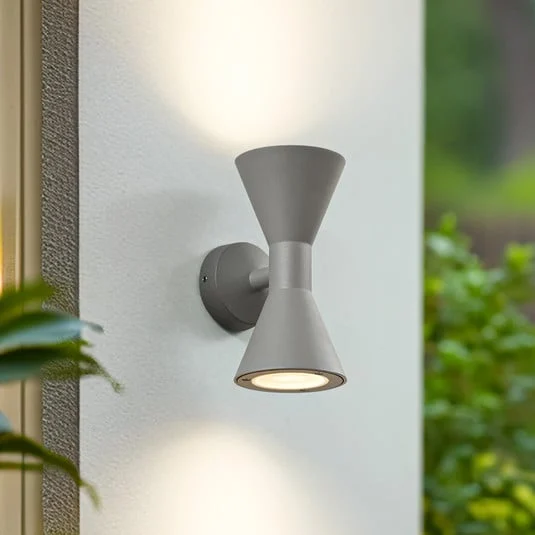 Aplique de exterior Lucande Xalor, gris, IP65, metal, GU10