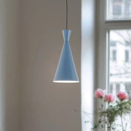 Lámpara colgante Tom, azul claro, metal, Ø 19 cm, E27