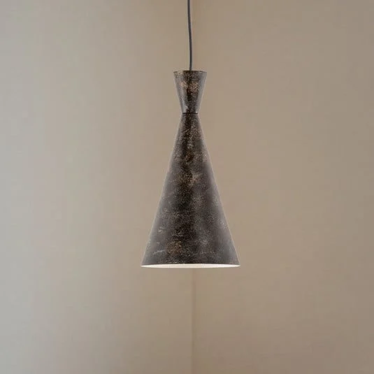 Lámpara colgante Tom, negro-marrón, metal, Ø 19 cm, E27
