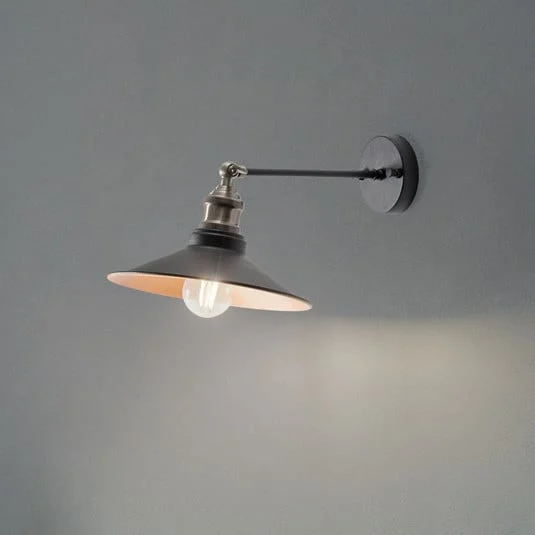 Aplique de pared Saglam, negro/dorado, cónica, altura 20 cm, E27