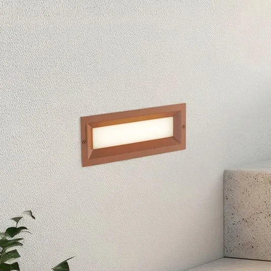 Lámpara de pared LED empotrable Lucande Lachlain, óxido, 25 cm, IP65