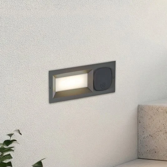 Aplique LED empotrable Lucande Lachlain, antracita, enchufe