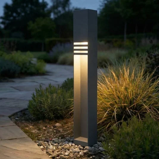 Bolardo luminoso LED Lucande Oxido, antracita, altura 80 cm, IP44