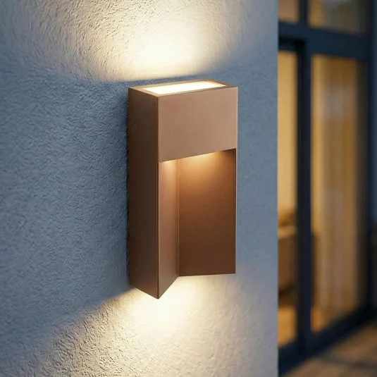 Aplique LED para exterior Lucande Kaholo, marrón, CCT, IP44