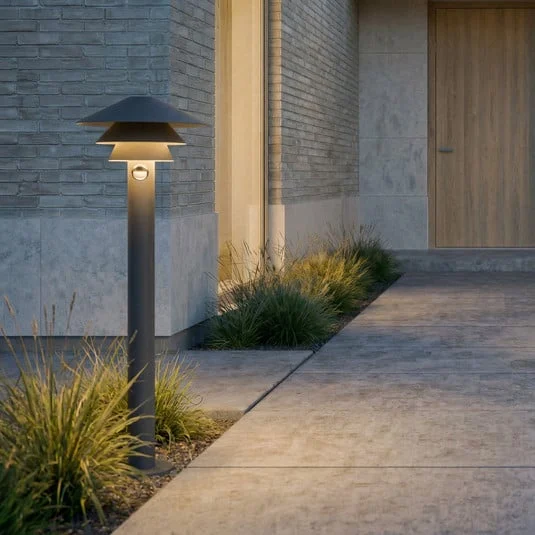 Bolardo luminoso LED Lucande Montaro, 110 cm, antracita, con sensor
